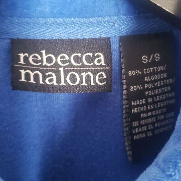 Rebecca Malone Velour Jacket Size S Blue Long Sleeve Front Pockets Zip Up - Picture 2 of 9